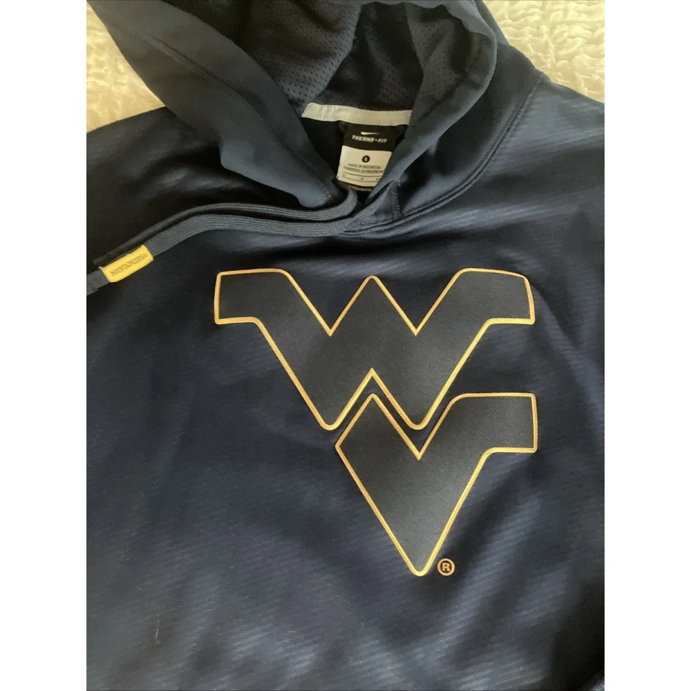 West Virginia Mountaineers Hoodie Men Small Blue Gold Nike Pullover Sweatshirt